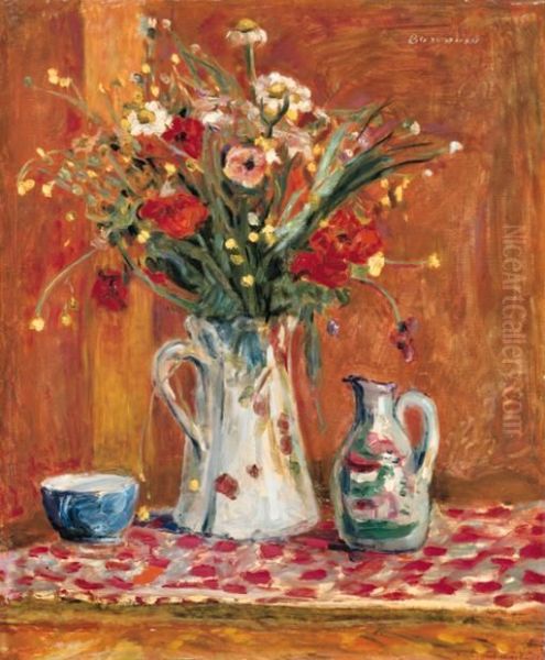 Fleurs Avec Poterie Oil Painting by Pierre Bonnard