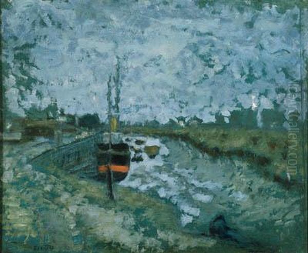 Le Canal, Pniche (barge On The Canal) Oil Painting by Pierre Bonnard