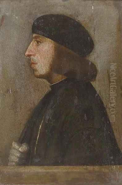 Portrait of a gentleman, bust-length, in profile Oil Painting by Hans Holbein the Younger