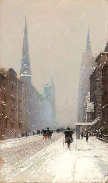 Fifth Avenue in Winter Oil Painting by Birge Harrison