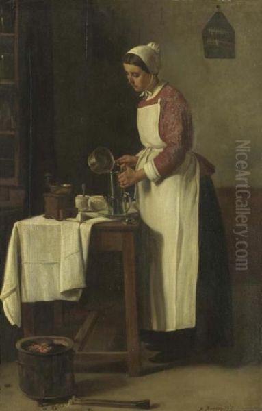 La Cuisiniere. Oil Painting by Francois Bonvin