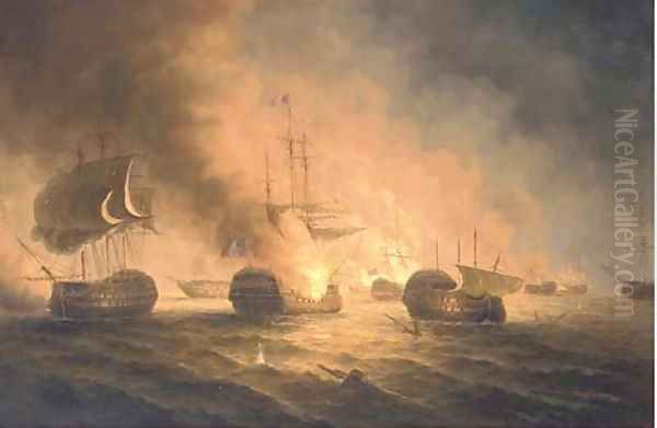 The battle of the Nile Oil Painting by James Hardy Jnr