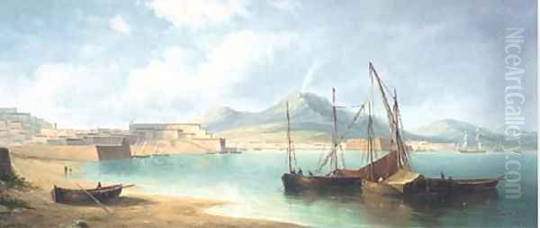 The bay of Naples Oil Painting by James Hardy Jnr