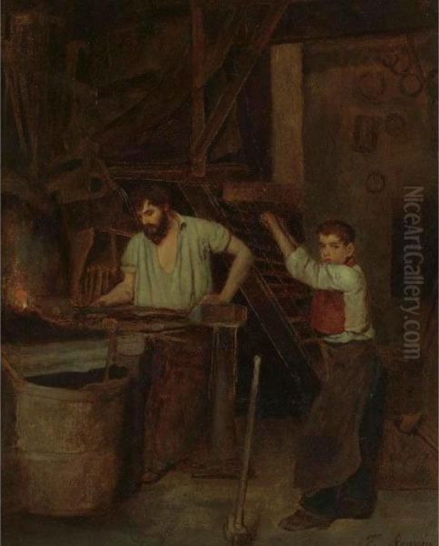 The Blacksmith's Shop Oil Painting by Francois Bonvin