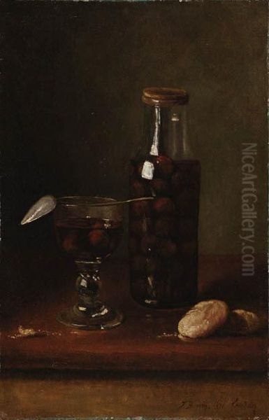 Nature Morte Au Bocal De Cerises (still Life With Jar Ofcherries) Oil Painting by Francois Bonvin