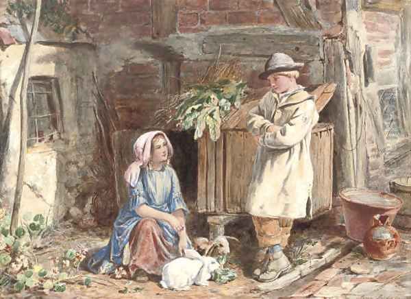 The rabbit hutch Oil Painting by James Hardy Jnr