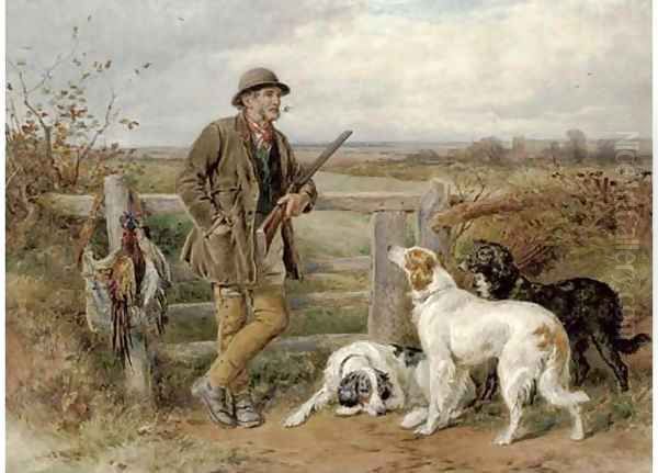 A rest by the stile Oil Painting by James Hardy Jnr