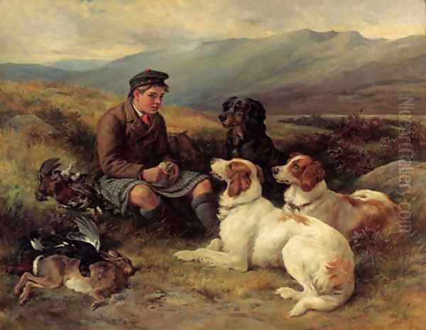 The midday meal on the moors Oil Painting by James Hardy Jnr