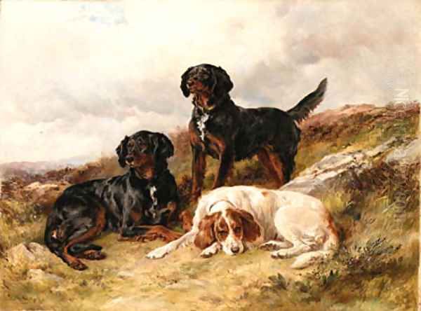 Three Setters in a Landscape Oil Painting by James Hardy Jnr