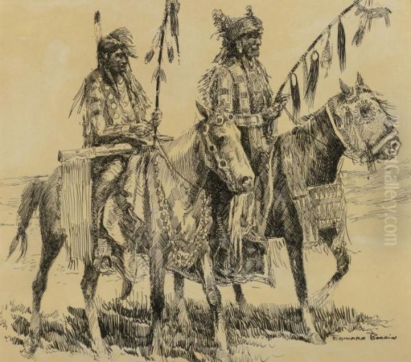 Going To The Pow-wow Oil Painting by John Edward Borein