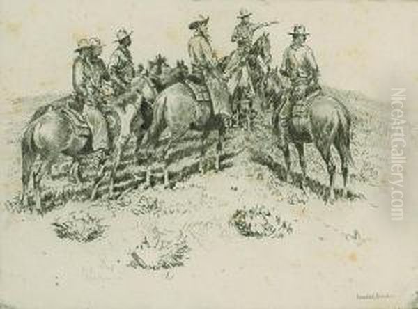 Splitting The Riders Oil Painting by John Edward Borein