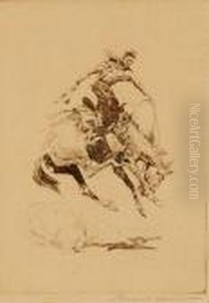 Bucking Bronc Oil Painting by John Edward Borein