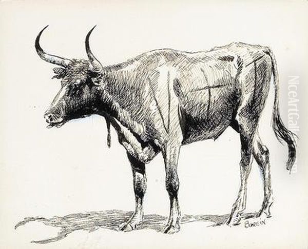 Longhorn Oil Painting by John Edward Borein