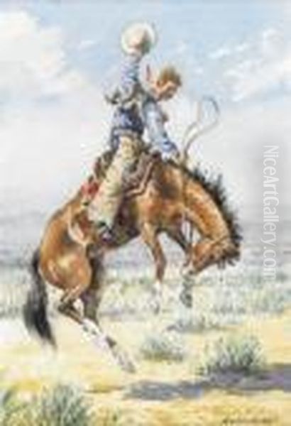 Bronco Buster. Oil Painting by John Edward Borein