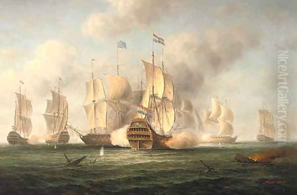 An Anglo-Dutch engagement Oil Painting by James Hardy Jnr