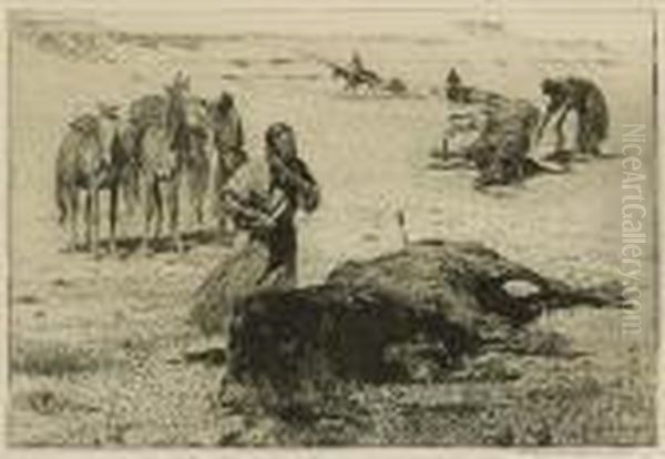 After The Buffalo Hunt; Navajo Shepherd Oil Painting by John Edward Borein