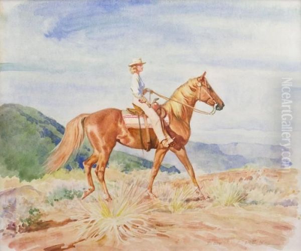 Horse And Female Rider Oil Painting by John Edward Borein