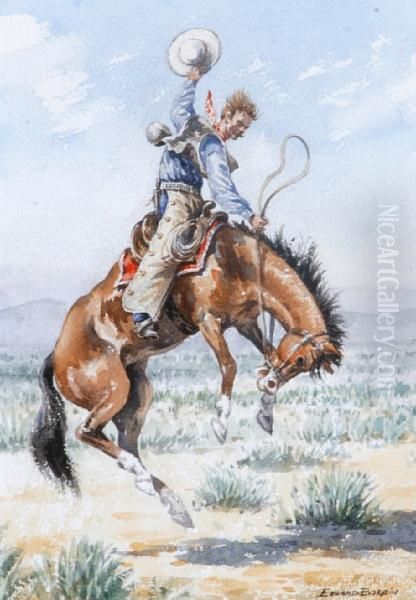 Bucking Horse Facing Right Oil Painting by John Edward Borein