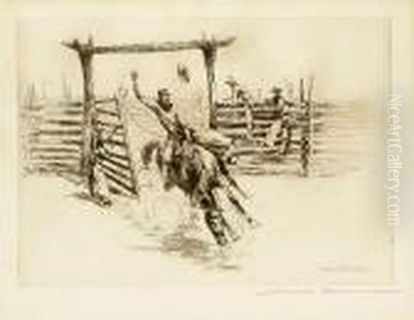 Out Of The Gate Oil Painting by John Edward Borein