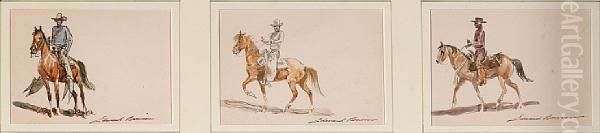 Horsemen Oil Painting by John Edward Borein