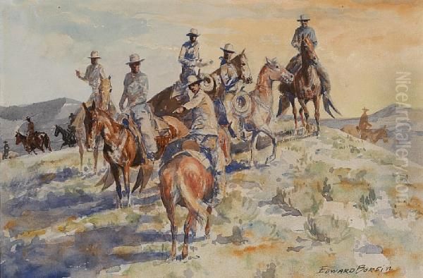 Splitting The Riders Oil Painting by John Edward Borein