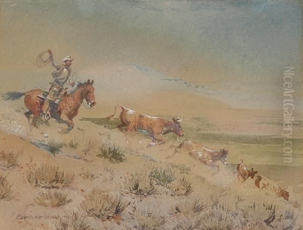 Rounding Up The Strays Oil Painting by John Edward Borein