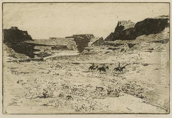 The Edge Of The Painted Desert; Canon Dechelly; Navajo Land Oil Painting by John Edward Borein