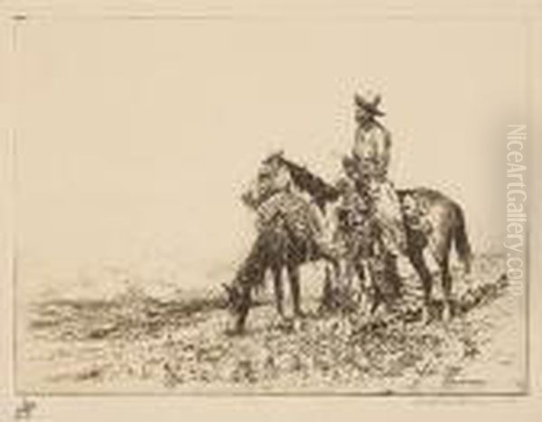 Chuckline Rider; Pack Outfit; Californiavaqueros Oil Painting by John Edward Borein