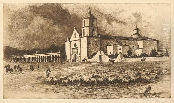 Arizona Roundup; The Last House Walpi;mission San Luis Rey, No. 1 Oil Painting by John Edward Borein