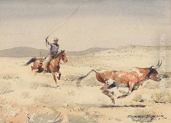 Roping Oil Painting by John Edward Borein