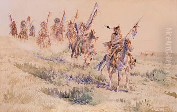 Sioux Indians Oil Painting by John Edward Borein