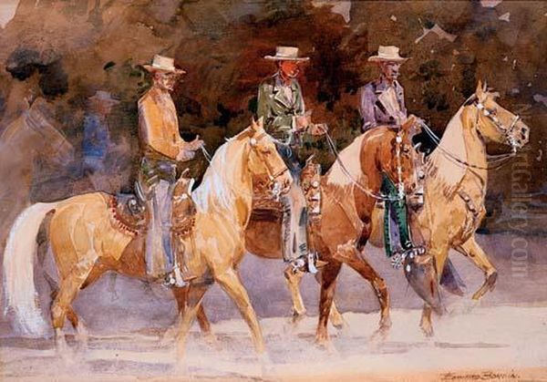 The Three Caballeros Oil Painting by John Edward Borein