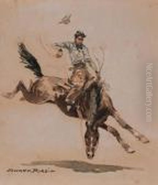 Title: Buckin' Horse Oil Painting by John Edward Borein