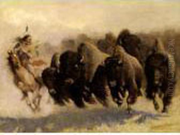 The Buffalo Hunt Oil Painting by John Edward Borein