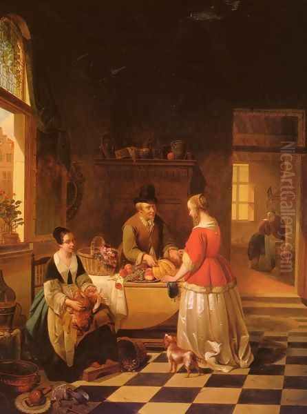 The Fruit Seller Oil Painting by Alexis van Hamme