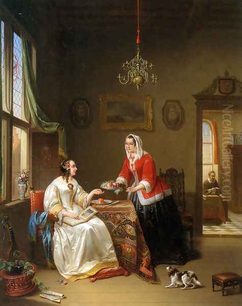 An Elegant Company Oil Painting by Alexis van Hamme