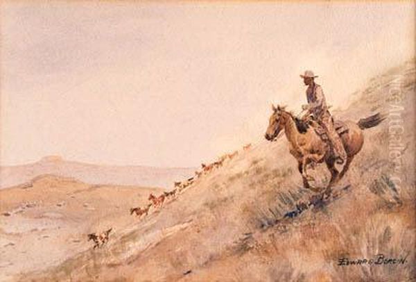 Rounding Up Horses Oil Painting by John Edward Borein