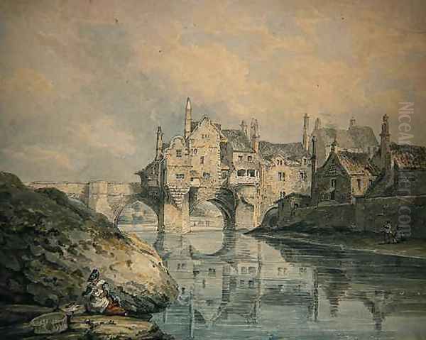 Elvet Bridge Durham Oil Painting by Thomas Hearne