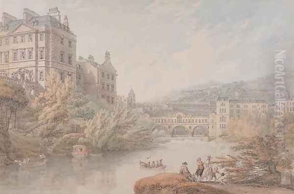 View of Bath from Spring Gardens Oil Painting by Thomas Hearne