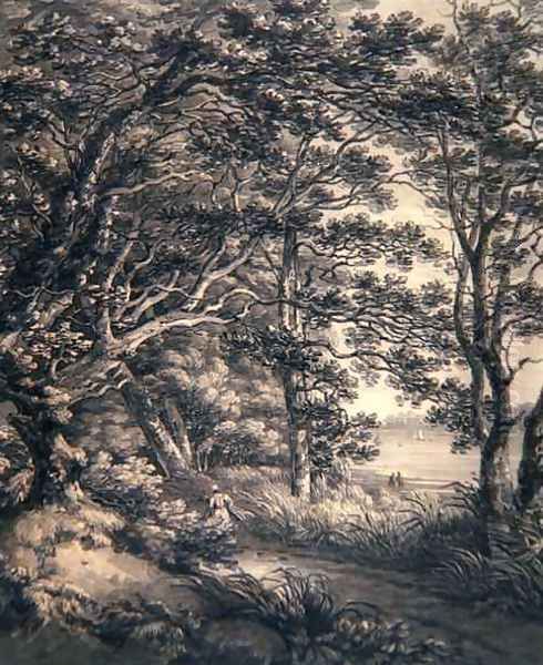 River Landscape with Figures by Thomas Hearne