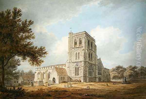 The Parish Church of St Martin Herne Kent Oil Painting by Thomas Hearne