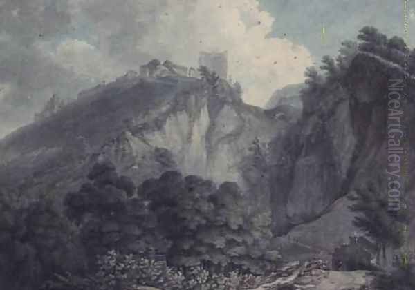 Peak Hole Castleton Derbyshire Oil Painting by Thomas Hearne