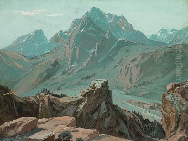 Snow-crowned Peaks Oil Painting by Carl Oscar Borg