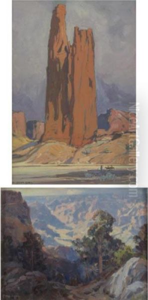 Grand Canyon And The Monument, Canyon De Chelly: Two Works Oil Painting by Carl Oscar Borg