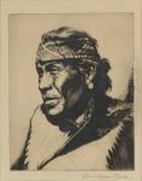 Capitain, Navajo Oil Painting by Carl Oscar Borg