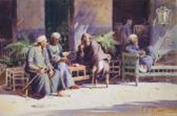 Corner Of An Arabic Cafe, Old Cairo Oil Painting by Carl Oscar Borg