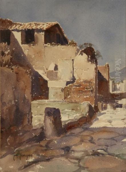 Via Di Stabia (pompei) Oil Painting by Carl Oscar Borg