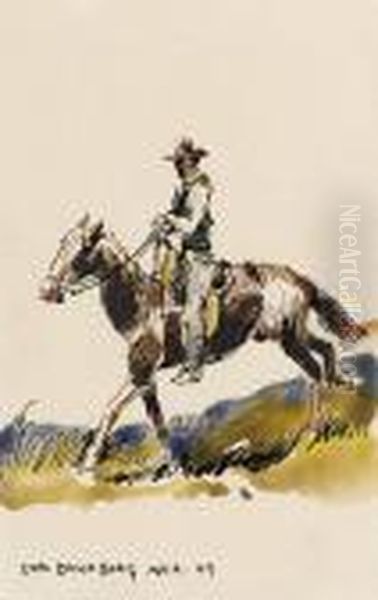 Cowboy Till Hast Oil Painting by Carl Oscar Borg