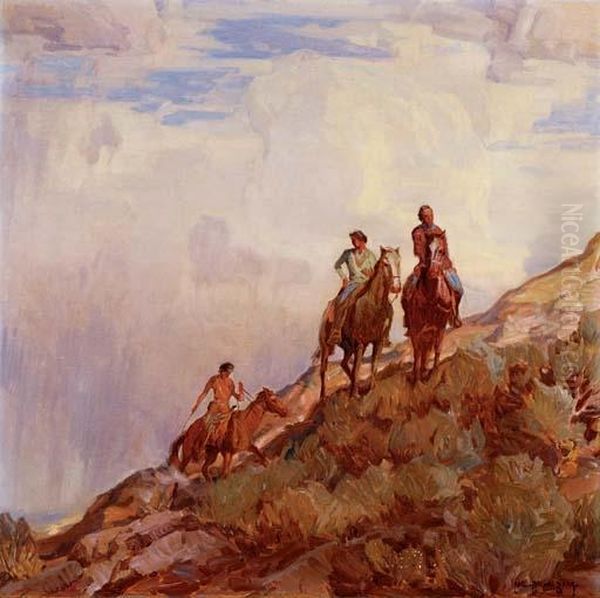 In Navajo Land Oil Painting by Carl Oscar Borg