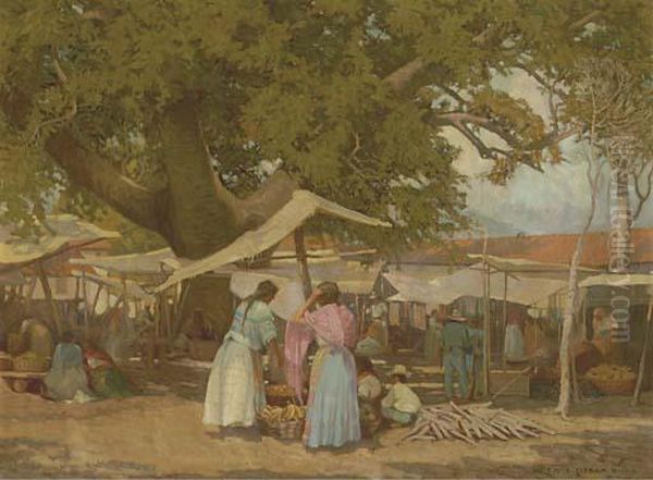 At The Market Oil Painting by Carl Oscar Borg